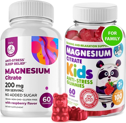 [BRSRMBIOBAPRYEYV] Niños Magnesio 60 Conde y Magnesio 60 Conde Gummies Libre de Azúcar - Calma Magnesium Gummies Suplemento para niños, Lágrimas de calma de magnesio sin azúcar para adultos