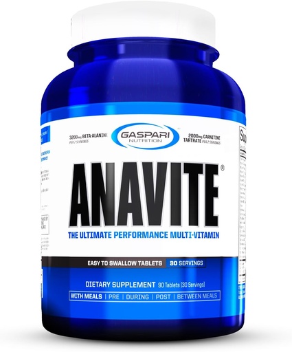 [BRSRAY3RCUOWGA3O] Gaspari Nutrition Anavite, Sport Multi- Vitamin med Aminosyrer, Beta- Alanine og L-Carnitin, Forbedret ydeevne og inddrivelse (Ny Mindre størrelse, 30 Servere)