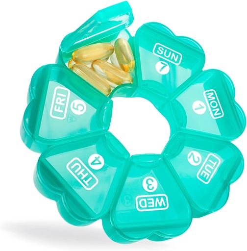 [BRSW2HT7PJYQI3LF] Organizador de comprimidos de grande porte 7 dias, Remtise Portable Daily Pill Cases Medicine Organizer, Weekly Pill Box for Pills/Vitamin/Peixe Óleo/Suplementos e Medicação (Green)