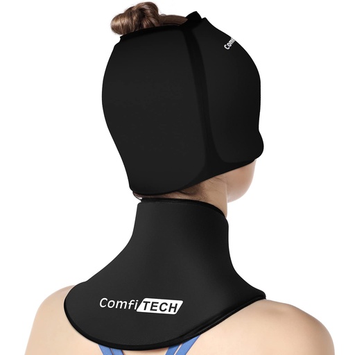 [BRSRMEATOAFQECQV] ComfiTECH Cold Cap and Neck Ice Pack Wrap Gel Combo, Care Package for Head and Cervical, Medium