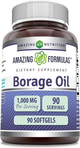 [BRSWKGT7OEHR2EY7] Amazing Formulas Borage Oil Supplement | 2000 Mg Per Serving | Softgels | Non-GMO | Gluten-Free | Made in USA (1 Pack, 90 Count)