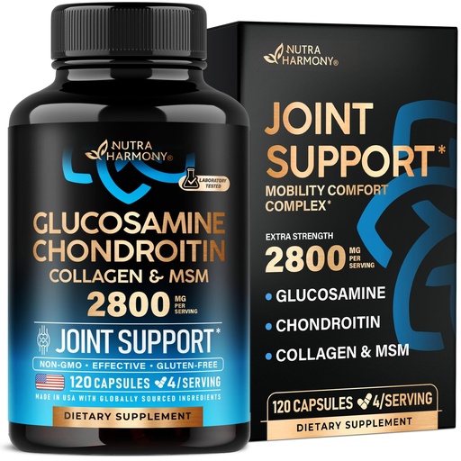 [BRSW2CQLB4GWCE34] Glucosamine Chondroitin MSM Collagen | HSA | Joint Support Supplement 2800 mg | Made in USA | FSA Approved Product Items | Flexibility Nutritional Vitamins | For Men & Women, 120 Capsules