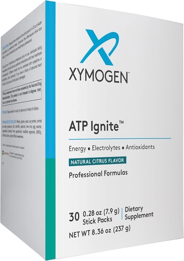 [BRSRMGQTCUMWCD3L] XYMOGen ATP Ignite Revitalizing אבקת משקאות אנרגיה - תומך החלפת אלקטרוליט + ATP biosynthesis עם אנטי-oxidants, Aminos, ויטמינים, אלקטרוליטים + 95 מ"ג Caffeine (30 Citrus Stick Packs)