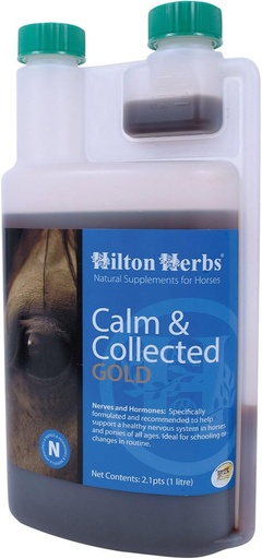 [BRSWIYQ5DFYQMAY3] Hilton Herbs Calm and Collected Gold Liquid Herbal Supplement for Nervous/Agitated Horses, 2.1pt Bottle