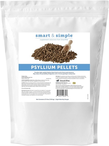 [BRSRAHQCOZYQM2DV] Smart & Simple Psyllium Pellets for Horses | Psyllium Husk Fiber Supplement for Equine Digestive Wellness Support | Apple-Banana Flavored | 8 Monthly Purges | 17.5 lb Bag