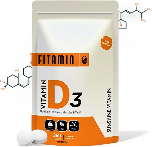 [BRSRMEL7CBYQ2YLK] Vitamin D3 1000iu - 360 Easy-Swallow Tablets for Strong Bones, Healthy Teeth, Immune System Support & Muscle Function - Natural Vitamin D Supplement - 1 Year Supply for Men, Women & Seniors