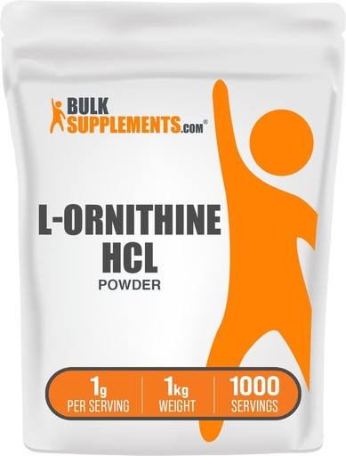 [BRSWKHQEBQDBG2A3] BulkSupplements.com L-Ornithine HCl Powder - Suplemento Ornithine, Suplemento Aminoácidos - Gluten Free, 1g por Serving, 1kg (2,2 libras) (Pack de 1)