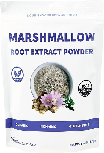 [BRSW2CDYAB4GGHLK] Chérie Sweet Heart USDA Organic Marshmallow Root Powder, Filler Free, Traditional Used, No GMOs, Vegan Friendly, 4 Ounces