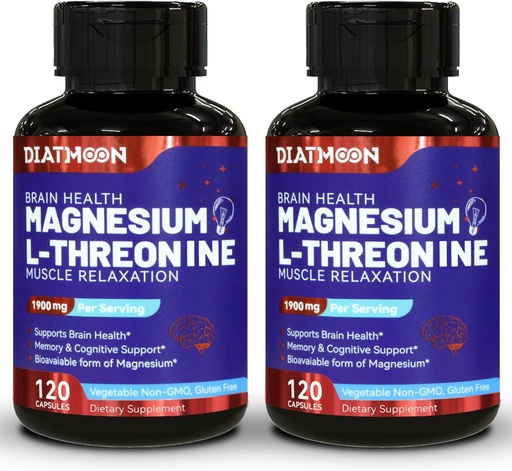 [BRSRAHAPPJYAGGT4] Magnesium L-Threonine kapsulak, Magnesium Threonine gehigarria, 1900mg Magnesium L-Threonine, Gluten Free - 240 Veg kapsulak