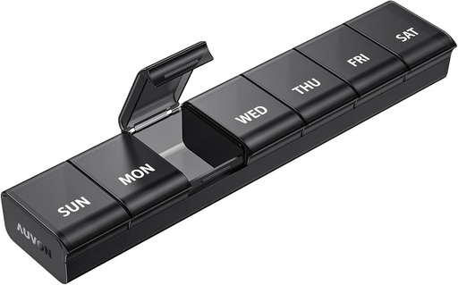 [BRSROYILOJ4AIAI2] Auvon Weekly Pill Organizator cu design de deschidere fără efort, Artrita Friendly Pill Box, BPA-Free Pill Organizator 7 zile, Cute & Portable Pilula Case pentru vitamine, suplimente și medicamente