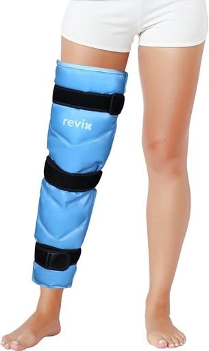 [BRSWYBDYOB5A43AZ] REVIX Full Leg Ice Pack Enveloppe tout autour Jambe entière, Gel réutilisable enveloppe froide pour hanche, cuisse et genou, Soft Cold Compresse Ice Pack Manche avec 3 sangles