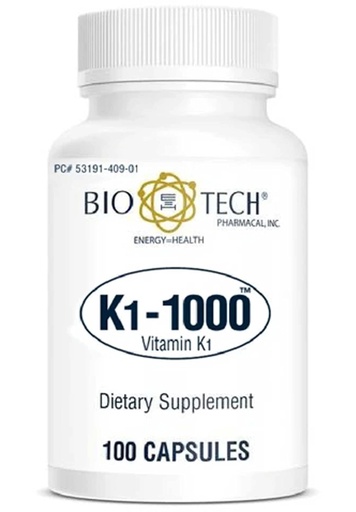 [BRSWYYI2C4OQYALX] K1-1000 (Vitamin K1) 100 Capsules - 3 Pack - Bio-Tech Pharmacal