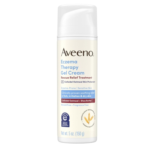 [BRSRMZAFAUCWAEYY] Aveeno Eczema Therapy Rescue Relief Treatment Gel Cream, Daily 2% Colloidal Oatmeal Skin Protectant Formula Instantly Soothes & Cools Itchy Dry Skin Flare-Ups, Steroid & Fragrance Free, 5.0 oz