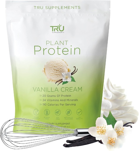 [BRSWKHALAUABO2DA] TRU Doplnky Plant Based Protein Powder, BCAA, EAA, 20g Vegan Brown Rice & Pea Protein, 100 kalórií, 27 vitamínov, žiadne umelé príchute 25 Servings (Vanilla)
