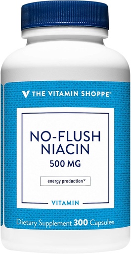 [BRSWIYTYOEDROH3O] Vitaminas shoppe No Flush Niacinas 500MG, Palaiko Cholesterolio lygius jau normaliame intervale, Palaiko Metabolizmas ir energijos gamyba, Kartą per parą (300 kapsulės)