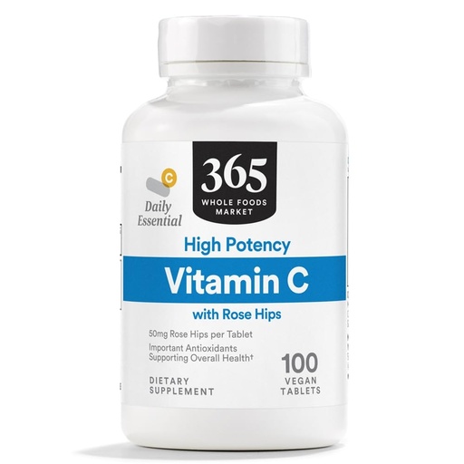 [BRSWGZQBOYFQEHY2] 365 by Whole Foods Market, High Potency Vitamin C with Rose Hips, Vegan, 100 Tablets