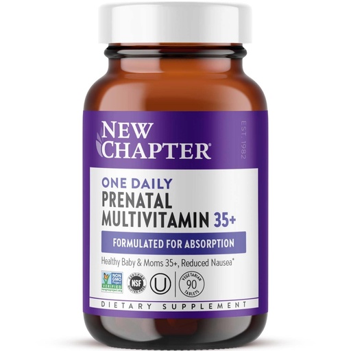 [BRSRMYD4CIMRGHQ7] New Chapter Prenatal Vitamins, One Daily Prenatal Multivitamin Enhanced for Age 35+ with Methylfolate + Choline for Healthy Mom & Baby, Gluten Free & Non-GMO- 90 ct
