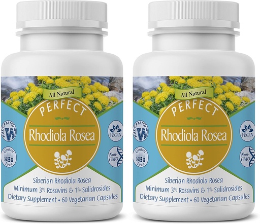 [BRSWK2YECB7WECTM] Perfect Supplements – Perfect Rhodiola Rosea – 60 Capsules – Natural Adaptogen Supplement – Increases Energy – Better Focus – 2 Pack