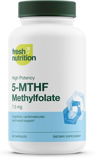 [BRSWY2TYCMBB6AD6] Nutrition fraîche L Méthylfolate 7,5mg – ADN vérifié pour une puissance maximale – Biodisponibilité supérieure – 5-MTHF Méthylfolate - 90 Capsules