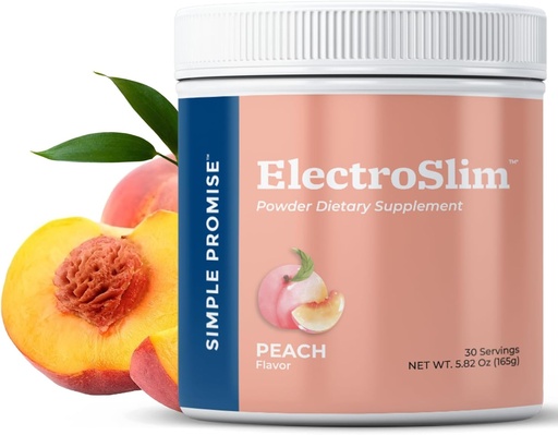 [BRSRAGDRBF5QI23P] Simple Promise ElectroSlim - Sugar-Free Keto Electrolytes Powder - Non hai fórmula de azucre para o soporte diario de enerxía e hidratación, Low Sodium Organic Electrolytes Powder, 30 SERVICIOS, Peach Flavor