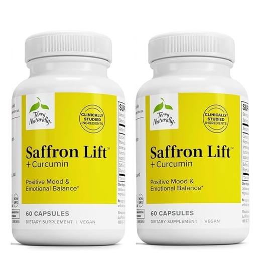 [BRSROEI2CMNQMELA] Terry Naturally Saffron Lift + Curcumin - Herbal Supplement with Curcumin - Non-GMO Saffron & Brain Curcumin Capsules - Concentration & Relaxation Support Supplement - 60 Capsules (Pack of 2)