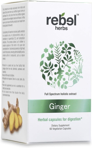 [BRSWGCYHB57QOFI4] Rebel Herbs Ginger Capsules Powerful Dual Extract, Non-GMO, Gluten Free, Ginger Root (Rhizome) Extract