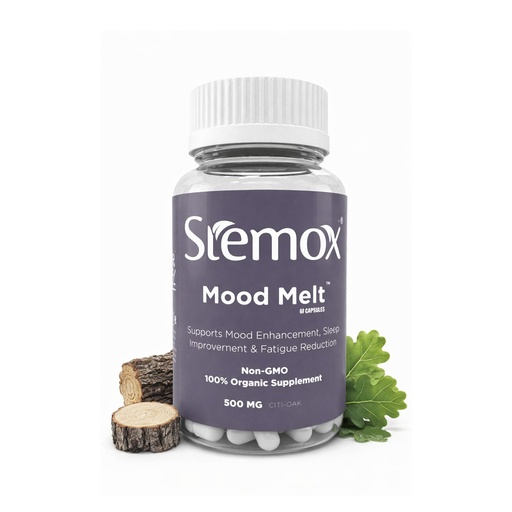 [BRSROC33DIPB6FLH] Mood Melt French Oak Extract 500MG | 60 Vegan Capsules | Natural Sleep & Relaxation Support | Non-GMO, 100% Organic, Gluten-Free, USP-Grade Formula | Calm & Stress Relief for Men & Women