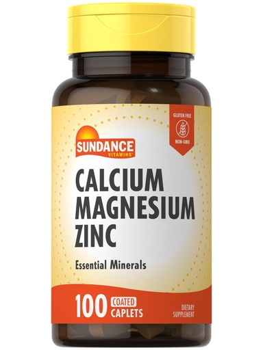 [BRSWKED2OMFW22LM] Sundance Calcium Magnesium Zinc | 100 Caplets | Essential Mineral Supplement | Vegetarian, Non-GMO, and Gluten Free Formula