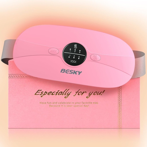 [BRSROGQ2O5YAYCQY] Besky Heating Pad for Period Cramps, Cordless Menstrual Heating Pad, Heating Pads with 3 Heat Levels and 3 Massage Modes, for Back or Period Pain Relief, Best Gifts for Her, Women and Girl (Pink)