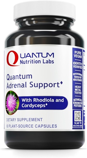 [BRSWIY3YAYBBODDO] Quantum Nutrition Labs Quantum Adrenal Support- Adrenal Health Support Supplements, Support for Fatigue and Promote Calmness, Adrenal Gland Vitamins, Rhodiola Rosea, Organic - 60 Vegan Capsles