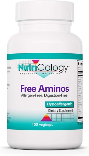 [BRSWIZYFOAAWCGYV] Nutricology Free Aminos Supplement - Essential Amino Acids Complex, Lean Muscle Mass Support, Vegetarian Capsules - 100 Count