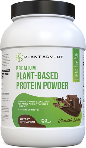 [BRSROCQYBB6RGYAZ] Premium Plant-Based Protein Powder - 100% Vegan, No Artificial Flavors, Gluten-Free and Dairy-Free (2 lbs, Chocolate Shake)