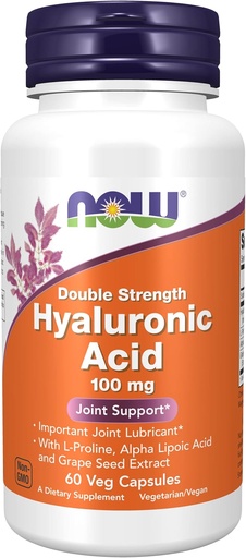 [BRSWIZTYCYHWKYI3] 3 Bottles of Now Foods, HYALURONIC Acid 100MG 2X Plus 60 CAPS