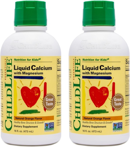 [BRSWI2YRARYBSYIV] ChildLife Essentials Liquid Calcium Supplement for Kids - Baby Calcium with Magnézium, Cink, and Vitamin D3 - Orange Flavor, 16 fl oz (2 csomag)