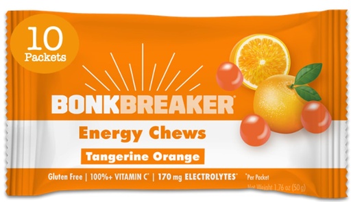 [BRSWKFYBA4JWEYDY] Bonk Breaker Energy Chews, Dairy-Free, Gluten-Free Ingredients to Provide Quick Energy and Focus, 1 Box of 10 Packets, Tangerine Orange