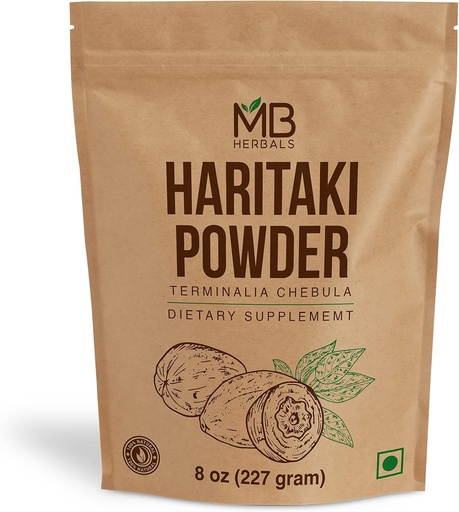 [BRSWGZYKDFYWOHTJ] MB Herbals Haritaki Powder 8 oz / 227 Gram / 0.5 lb | Inknut Powder | Terminalia chebula Harde Chebulic Myrobalan | Gluten Free | No Preservstives