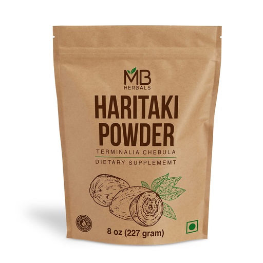 [BRSWGZYKDFYWOHTJ] MB Herbals Haritaki Powder 8 oz / 227 Gram / 0.5 lb | Inknut Powder | Terminalia chebula Harde Chebulic Myrobalan | Gluten Free | No Preservstives
