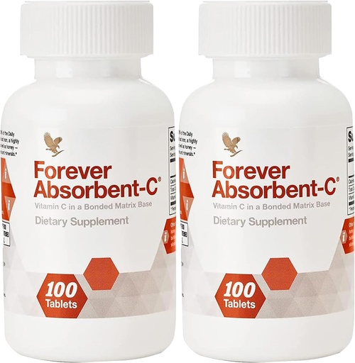 [BRSWYZAPCMMQ2YDP] Forever Living - Absorbent-C - Orange, Honey Flavor with Oat Bran - Vitamin C for Immune Support and Skin Health - 100 Chewable Tablets (Pack of 2)