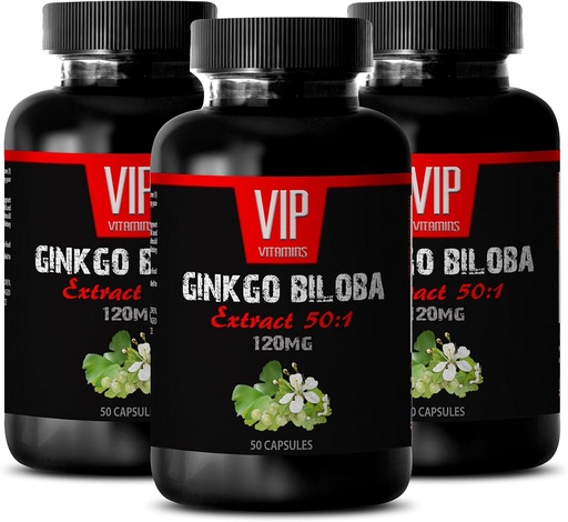 [BRSWKFACB4OAM3D4] VIP VITAMINS Ginkgo biloba for Teens - Ginkgo Biloba Leaf 120mg - for Healthy Brain Function (3 Bottles - 150 Capsules)