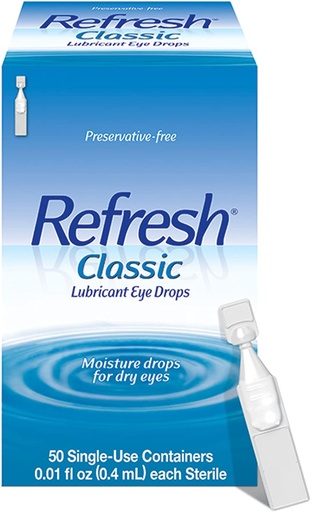 [BRSWIYQ3OEPROEDM] Refresh Classic Lubricant Eye Drops, Preservative-Free,0.01 Fl Oz Single-Use Containers, 50 Count, Pack of 1, Packaging May Vary