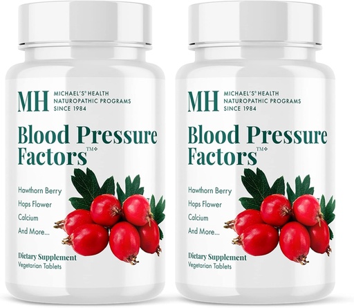 [BRSWYBIKAB6WYYLU] MICHAEL'S Health Naturopathic Program Blood Pressure Factors - 180 טבליות צמחוניות, Pack of 2 - מספק תמיכה ב- Fluid Balance - כשר - 120 משרתות שלמות