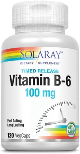 [BRSWIZYNOYNGAHTU] SOLARAY B-6 TSTR Supplement, 100mg | 120 Count