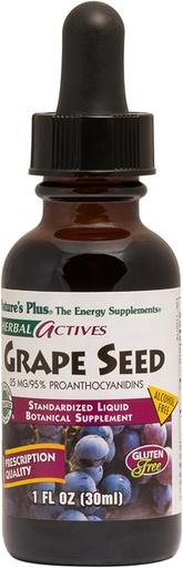 [BRSWIYTYO4HGA3T6] Natures Plus Herbal Actives Grape Seed 25 mg Suspensión líquida - Gotas Vegan, 1 fl oz - Vegetariano, Gluten-Free - 30 Servings