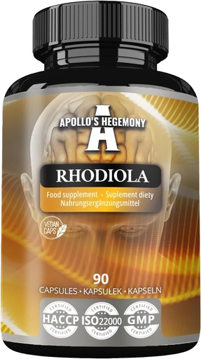 [BRSRAAT6AAPB63D5] APOLLO'S HEGEMONY Rhodiola Rosea 500 mg pro Kapsel - 90 Vegan Kapseln - Extrakt Standardisiert zu 3% Salidroside - Energie und Stamina Booster - Diät-Ergänzung