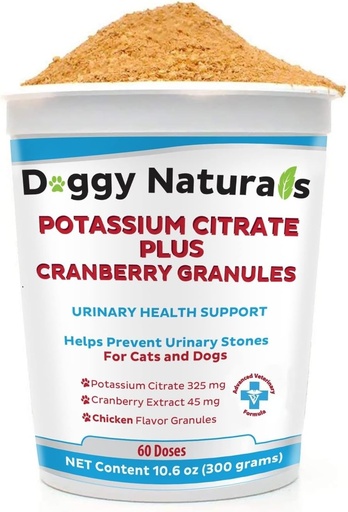 [BRSWYEIRAANBYGTX] Potassium Citrate Plus Cranberry Granules 300gm for Cats and Dogs - Urinary Tract Support-Helps Deter Formation of Calcium Oxalate Stones - Deters Bladder & Kidney Stones (Made in U.S.A)