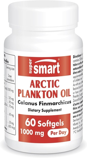 [BRSWGC3RCUMBMALL] Supersmart - Arctic Plankton Oil 1000mg per Day (Patented) - Greater Nutrition Than Fish & Krill Oil Supplement - with Omega-3 Fatty Acids, EPA, DHA & SDA | Non-GMO & Gluten Free - 60 Softgels