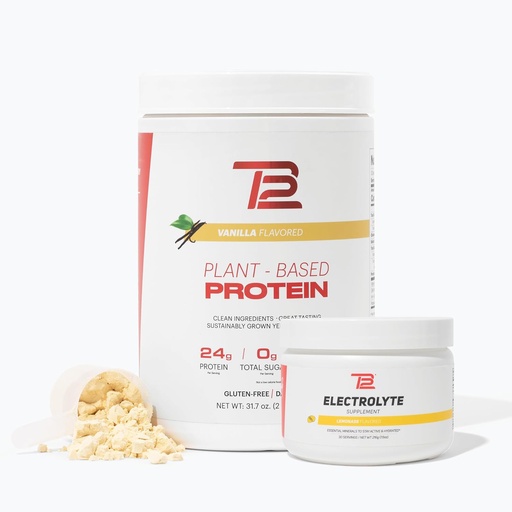 [BRSRAZQKO4CGYYIV] TB12 Plant Based Strength & Hydration Bundle (Vanilla Protein Powder & Lemonade Electrolytes), Support Muscle Recovery & Hydration, Dairy Free, Non-GMO, Soy-Free