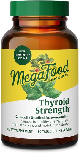 [BRSWIGA6OF5WYETO] MegaFood Thyroid Strength - Mineral Supplement- Thyroid Support for Women with Ashwagandha, Zinc, Selenium, Copper, Iodine & L-Tyrosine - 90 Tabs (45 Servings)