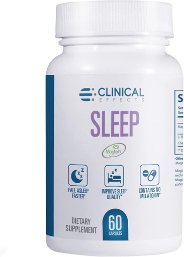 [BRSW2AYPCUCWOGTP] Clinical Effects Sleep - Magnesium Supplement with Magtein - 60 Capsules - Magnesium L-Threonate, L-Theanine and Chamomile - for Relaxation and Natural Calm - No Melatonin Sleep Support - USA Made