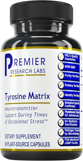 [BRSWKZI6C5YRSHDO] Premier Research Labs Tyrosine Matrix - L Tyrosine Supplement, L-tyrosin 944mg kapslar för vuxna, Amino Acid Pills med Red Algae & Rhodiola Rosea - 90 vegetariska kapslar